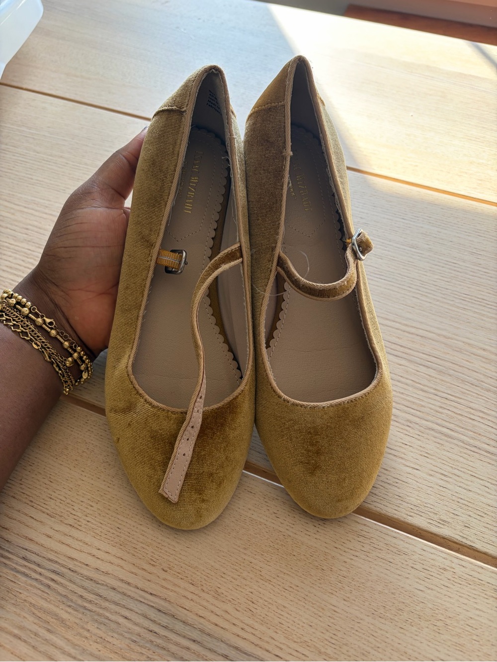 Isaac Mizrahi Mustard Suede Mary Jane Flats